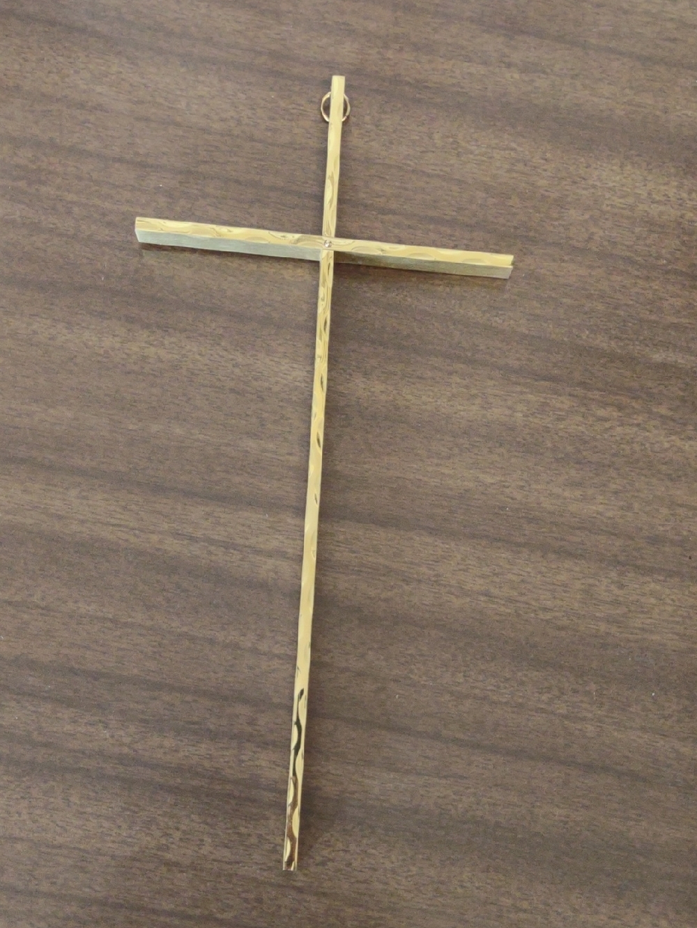 Gold Tone Hammered Cross Wall Hanging